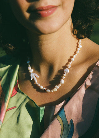 White with Chicken Foot Knotted Necklace