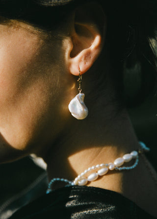 Fleur-de-Lis Flameball Pearl Earrings