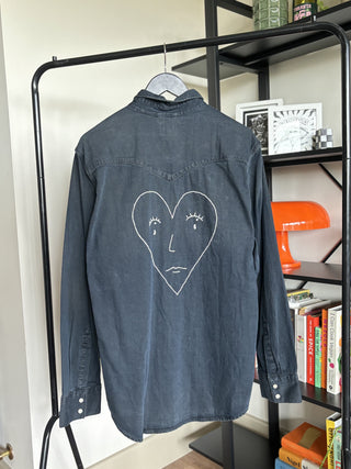 Navy Embroidered Heart Shirt
