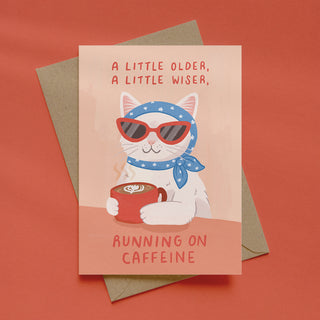 Running On Caffeine Birthday Greetings Card