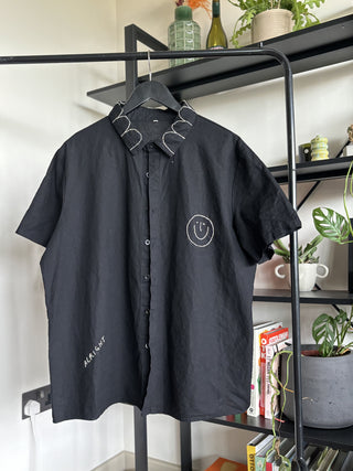 Black Embroidered Smiley Shirt