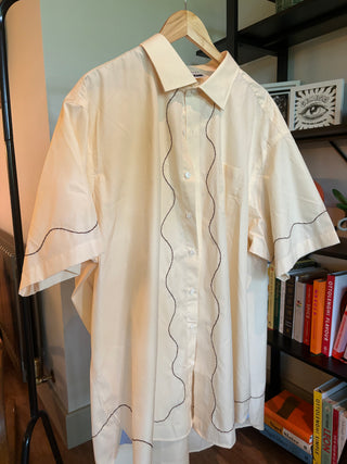 Beige Shirt with Wavey Sleeve Stitching