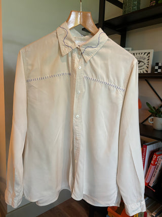 White Silk Shirt with Wobbly Collar
