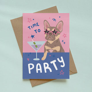 Time To Party Dog Greetings Card