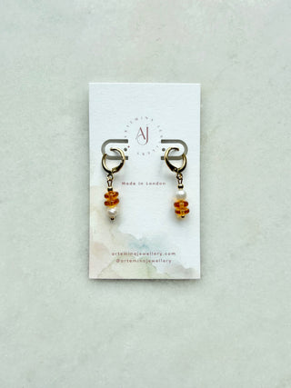 Pearl & Amber earrings