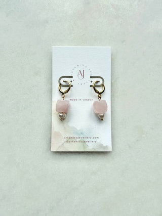 Pearl & Rose Quartz earrings