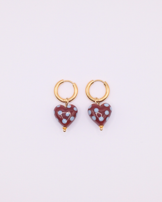 Jolene Polka Dot Heart Hoops