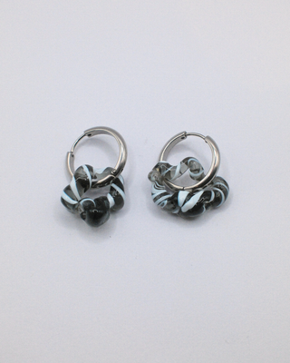 Black and White Swirl Glass Earrings