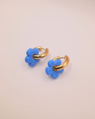 Isla Flower Earrings - Indigo