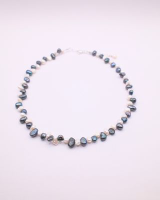 White and Grey Pearl Necklace