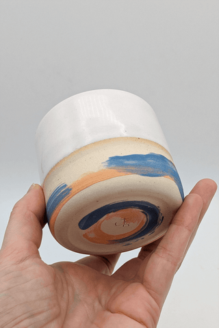 Ceramic Espresso Cup/Tumbler - Blue & Orange