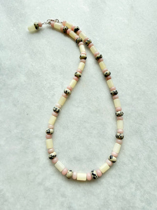 Dalmatian Jasper & Pink Opal necklace