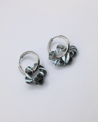 Black and White Swirl Glass Earrings