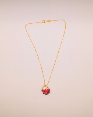 Glass and Pearl Clam Necklace