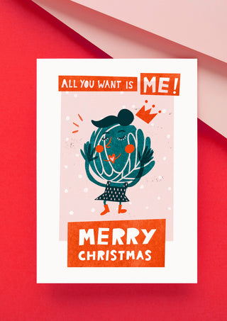 Brussel Sprout - Want Me Christmas Card