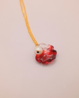 Glass and Pearl Clam Necklace