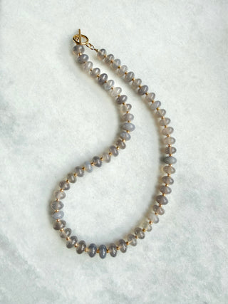 Grey Agate Rondelle Necklace