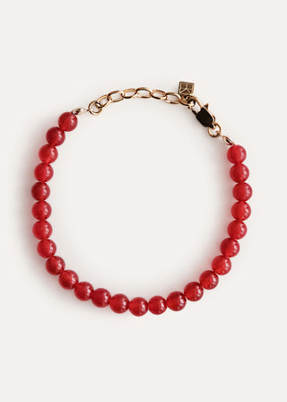 Red Jade Beaded Bracelet Red/Gold
