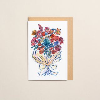 Pink Flower Bouquet Fine Art Greetings Card