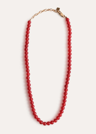 Red Jade Beaded Necklace Red/Gold