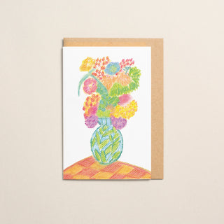 Colourful Flower Vase Fine Art Greetings Card