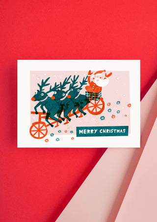 Santa & Reindeers Christmas Card