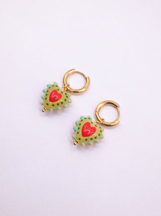Hayley Heart Earrings - Green