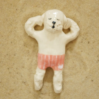 Fluffy dog in white Ceramic Figure