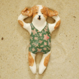 Beagle in Green Ceramic Figure
