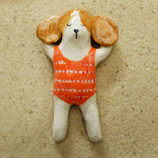 Beagle in orange Ceramic Figure