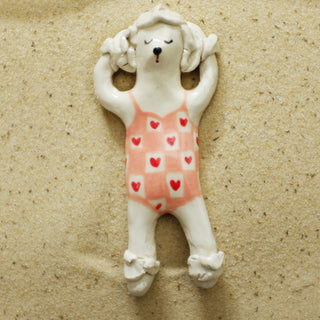 Poodle in pink Ceramic Figure