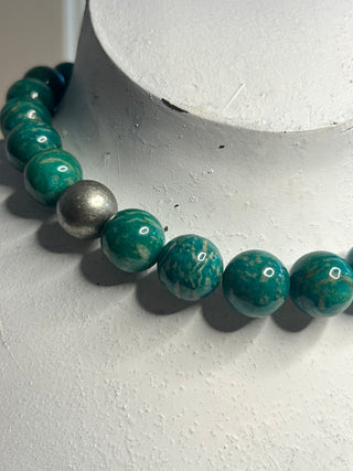 Amazonite & Silver Ball Necklace