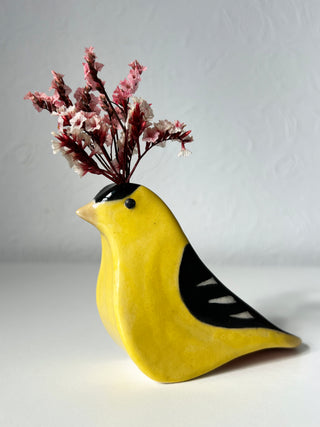 Large Bird Vase American Goldfinch
