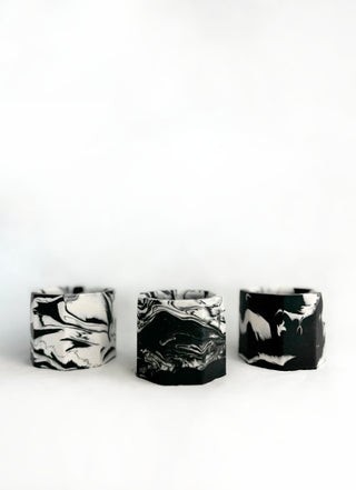 Marbled Tealight Holder - Black & White