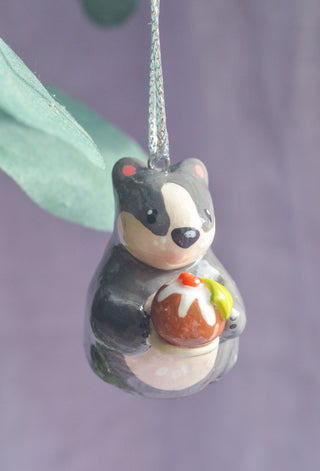 Christmas Pudding Badger Bauble