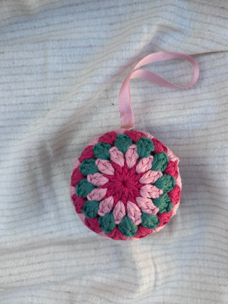 Crochet Bauble Decoration - Pinks and Teal
