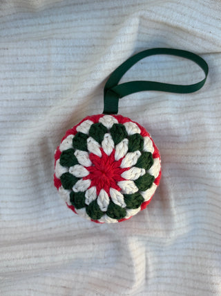 Crochet Bauble Decoration - Red, Cream and Green