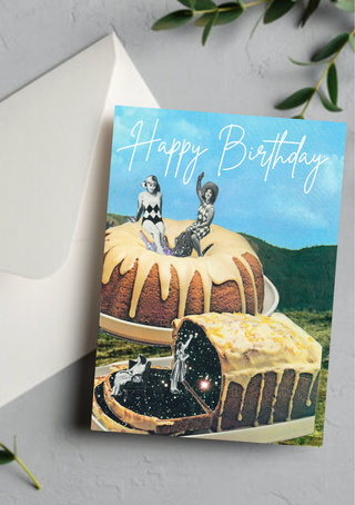 Birthday Space Cake Greeting Card