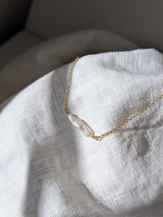 Gold Biwa Pearl Necklace