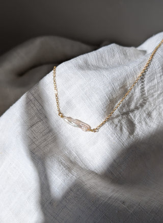 Gold Biwa Pearl Necklace
