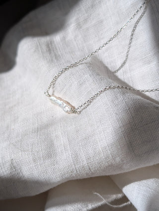 Silver Biwa Pearl Necklace