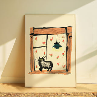 Black Cat On Windowsill Art Print