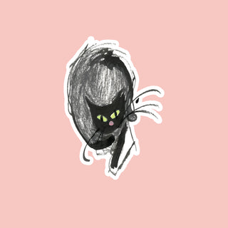 Illustrated Die Cut Sticker - Black Cat