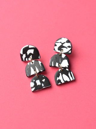 Black and White Arch Trio Earrings