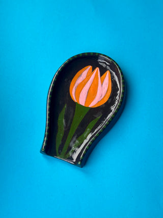 Spoon Rest - Black Tulip