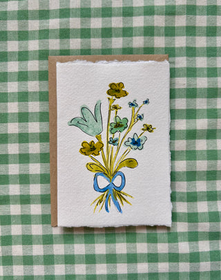 Blue Floral Hand Painted Card