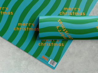 Blue & Green Merry Christmas Gift Wrap