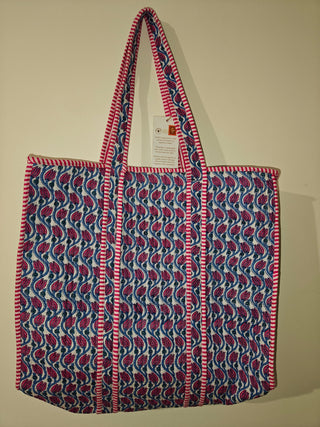 Blue Pink Lotus Tote