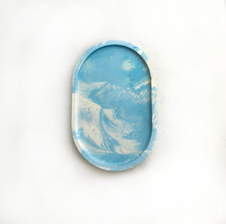 Marbled Oval Tray - Blue & White