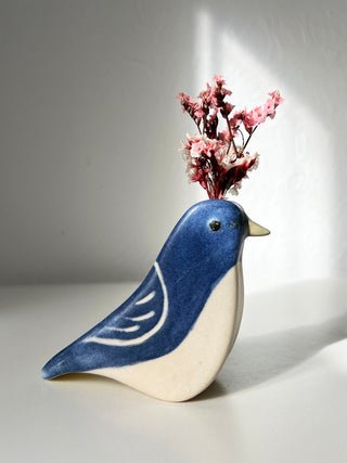 Large Bird Vase Blue Chaffinch